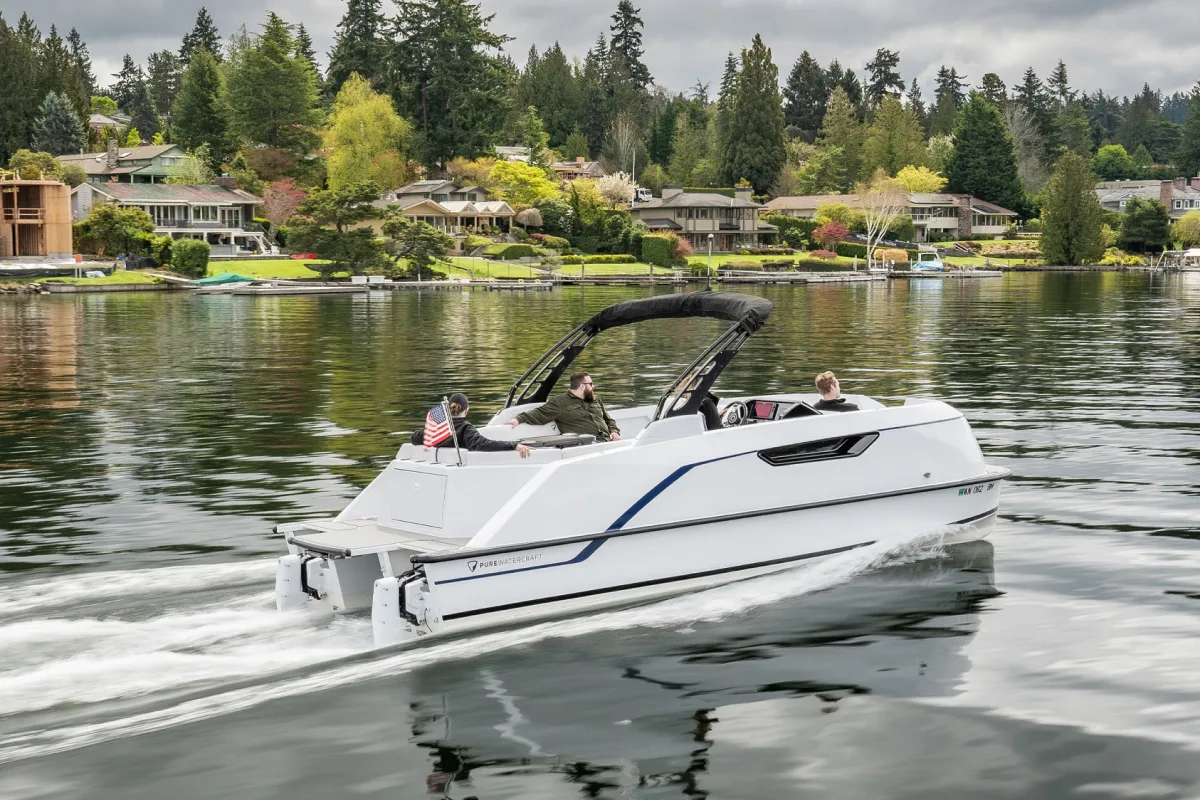 Pure Watercraft’s all-electric Pure Pontoon Boat